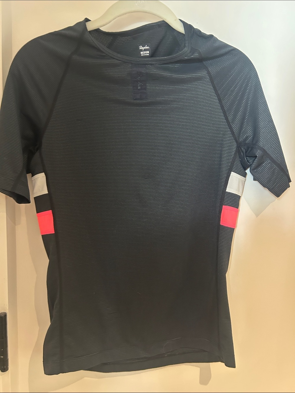 Medium size navy Rapha Base layer with Pink & White Side stripes